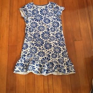 Blue + white flower pattern kid  lands end dress